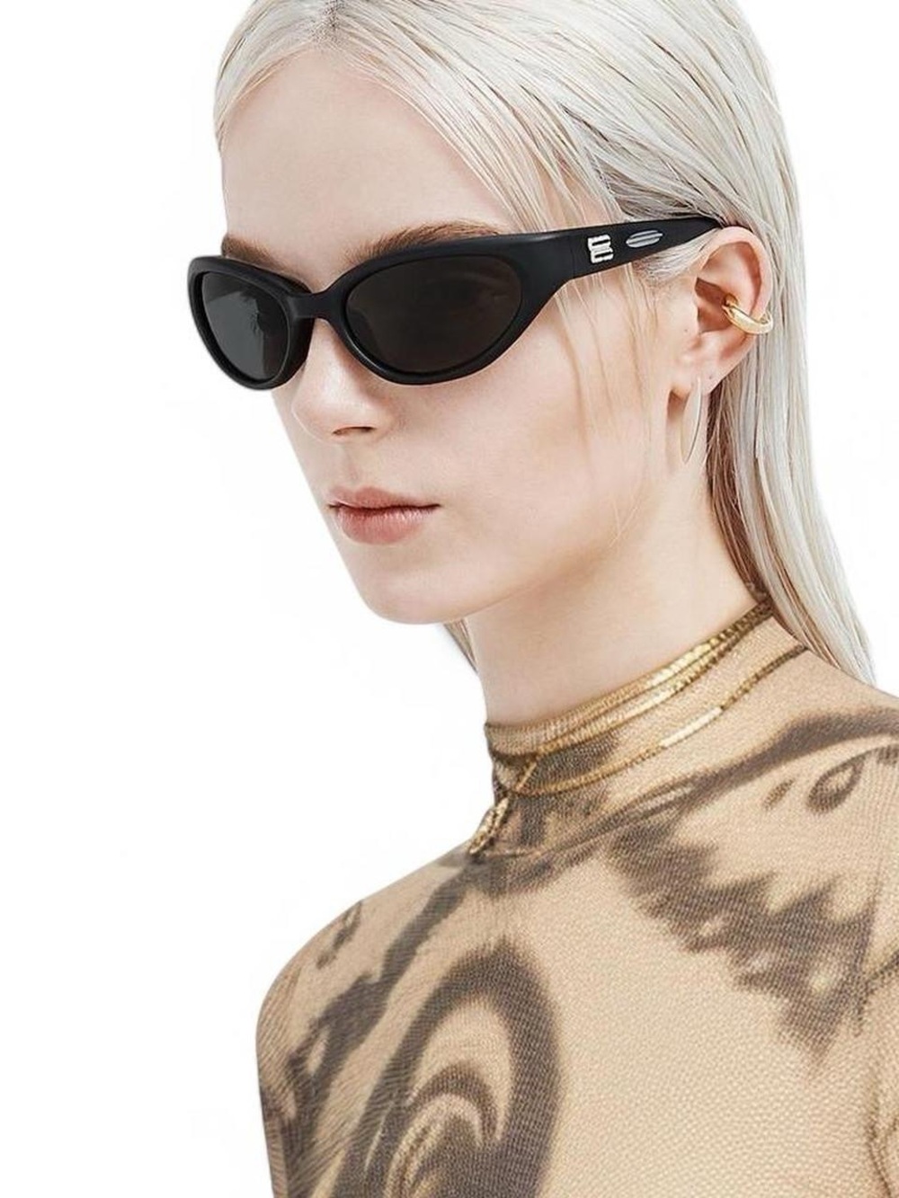 Gentle Monster Juicy 01 Black Cat Eye Wrap Sunglasses